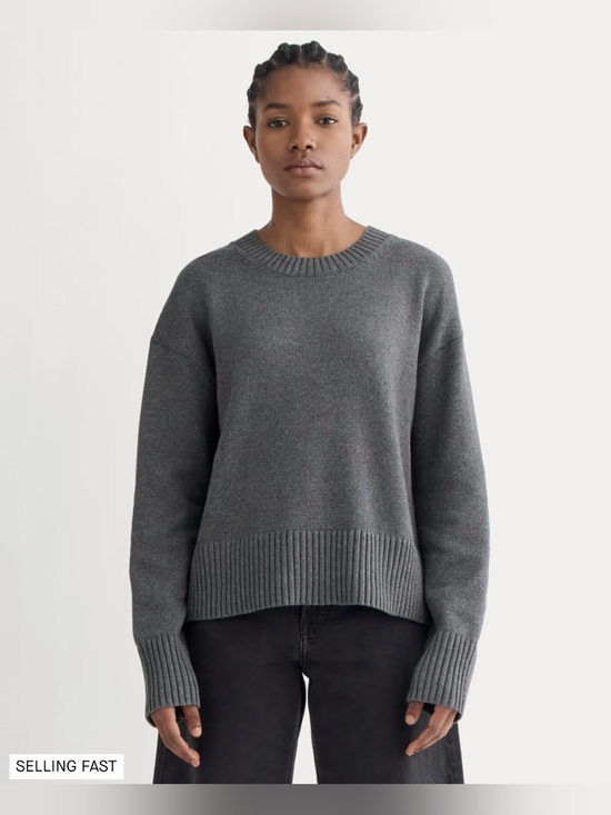 Everlane Sweaters - New Everlane The Boxy Sweater in Everyday Cotton Heathered Charcoal in Size M